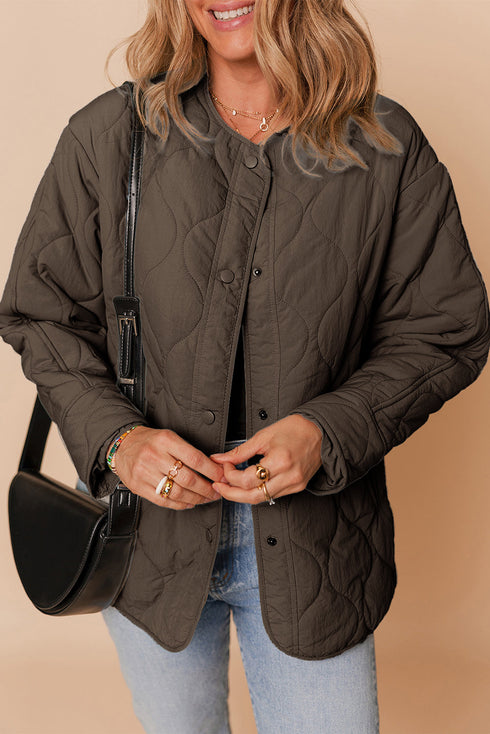 Snap Button Quilted Puffer Jacket